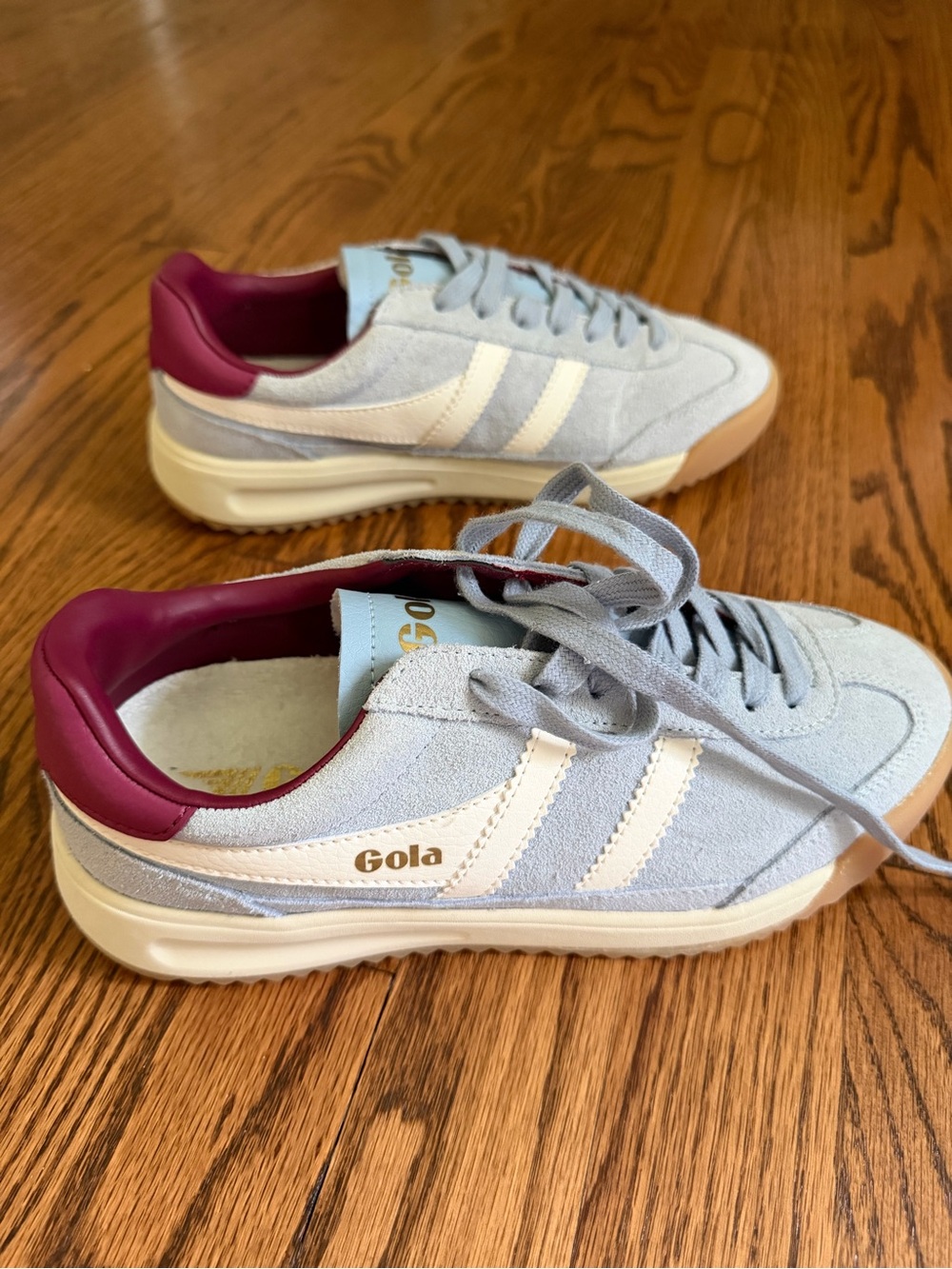 Gola Light Blue Suede Sneakers with Berry Heel